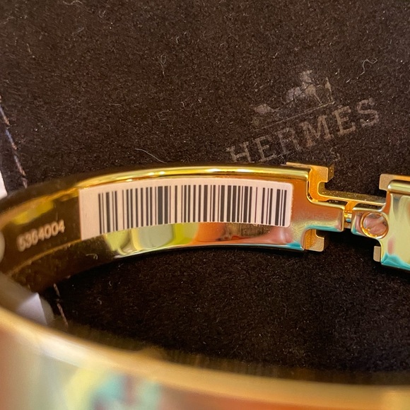Hermes Clic H bracelet with orange enamel and yellow gold hardware - Picture 7 of 12